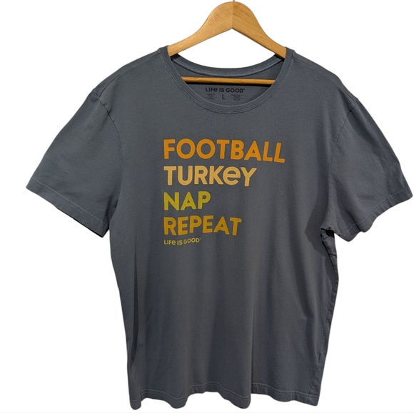 Life Is Good Other - Life Is Good Football Turkey Nap Repeat Short Sleeve T-Shirt Size Large